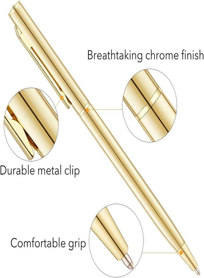 WICHARSH Gold Slim Ballpoint Pens Black ink Medium Point(1 mm), Nice Gift for Wedding Business Office Students Teachers Christmas (3PCS) - Image 2