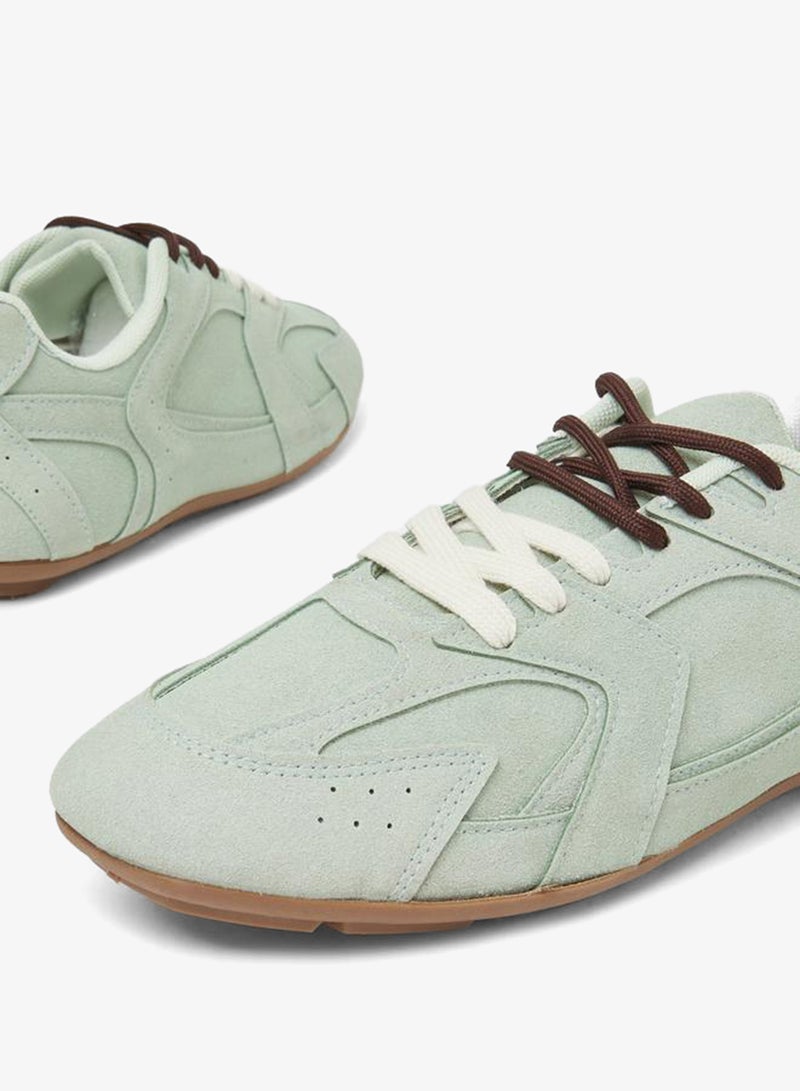 Styli Mint Green Suede Lace-Up Sneakers - Image 5