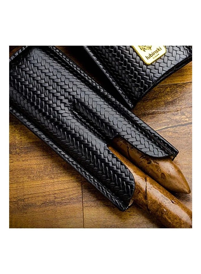 Lubinski New Series Genuine Leather Double Cigar Case - Black | CAPICITY 2 - Image 5