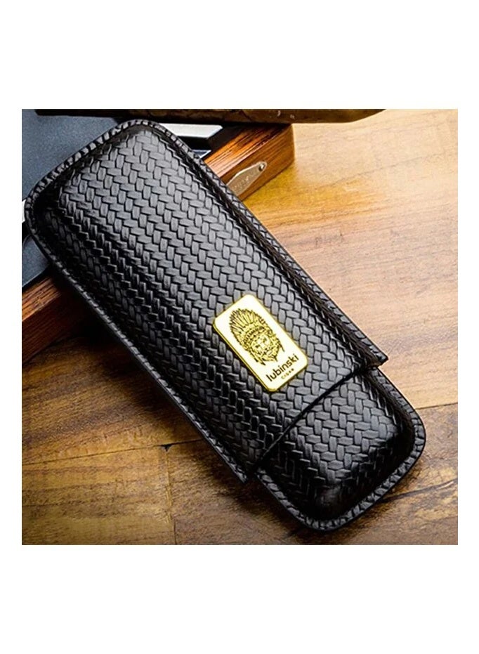 Lubinski New Series Genuine Leather Double Cigar Case - Black | CAPICITY 2 - Image 2