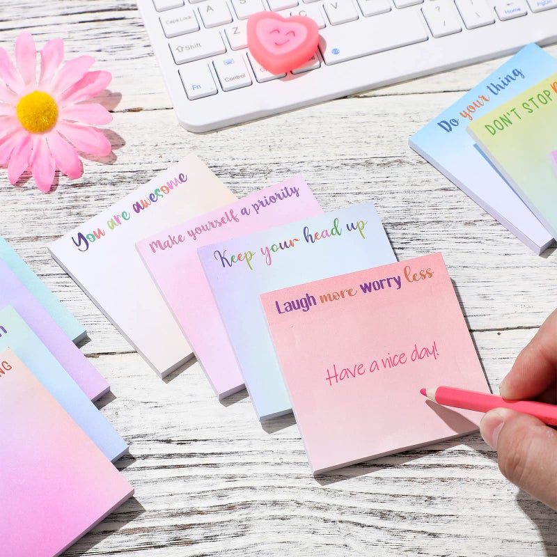 Zonon 12 Pieces Inspirational Sticky Notes 3 x 3 Inch Motivational Fun Notepads Positive Gifts for Teacher Nurse Coworkers Work Studying Supplies(Watercolor Style) - Image 5
