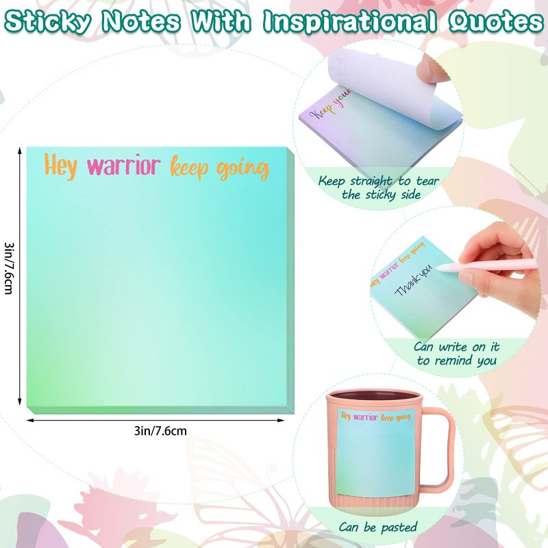 Zonon 12 Pieces Inspirational Sticky Notes 3 x 3 Inch Motivational Fun Notepads Positive Gifts for Teacher Nurse Coworkers Work Studying Supplies(Watercolor Style) - Image 2