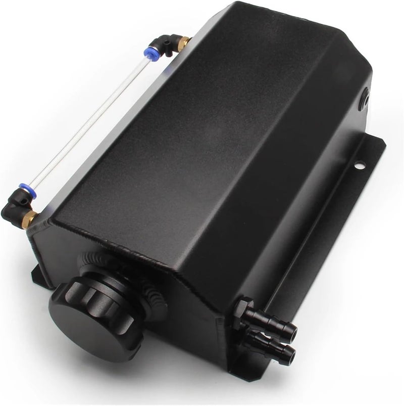 Coolant Tank Universal 1L/2L Aluminum Oil Catch Can Reservoir Tank Engine Coolant Radiator Overflow Oil Fuel Tank With Drain Plug Breather Coolant Expansion Tank - Image 1