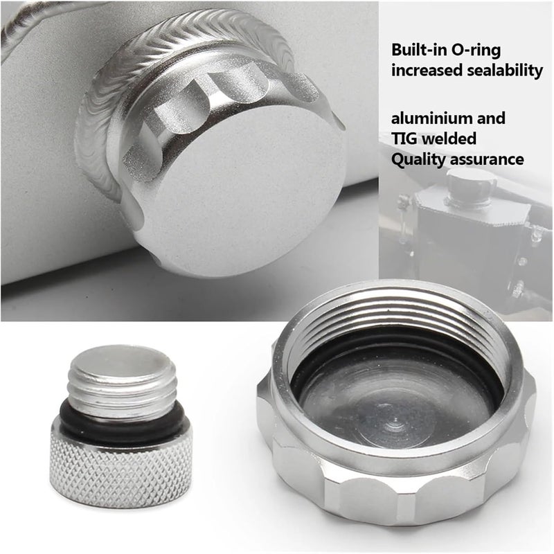 Coolant Tank Universal 1L/2L Aluminum Oil Catch Can Reservoir Tank Engine Coolant Radiator Overflow Oil Fuel Tank With Drain Plug Breather Coolant Expansion Tank - Image 4