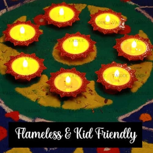 VIVUE 16 PCS Lotus Water Sensor Diya Lights Electric Flameless Smokeless, LED Diyas Eco-Friendly for Puja E-Diya Warm Ambient Lights Home Decor Diwali Festivals Decoration New Year - Image 3