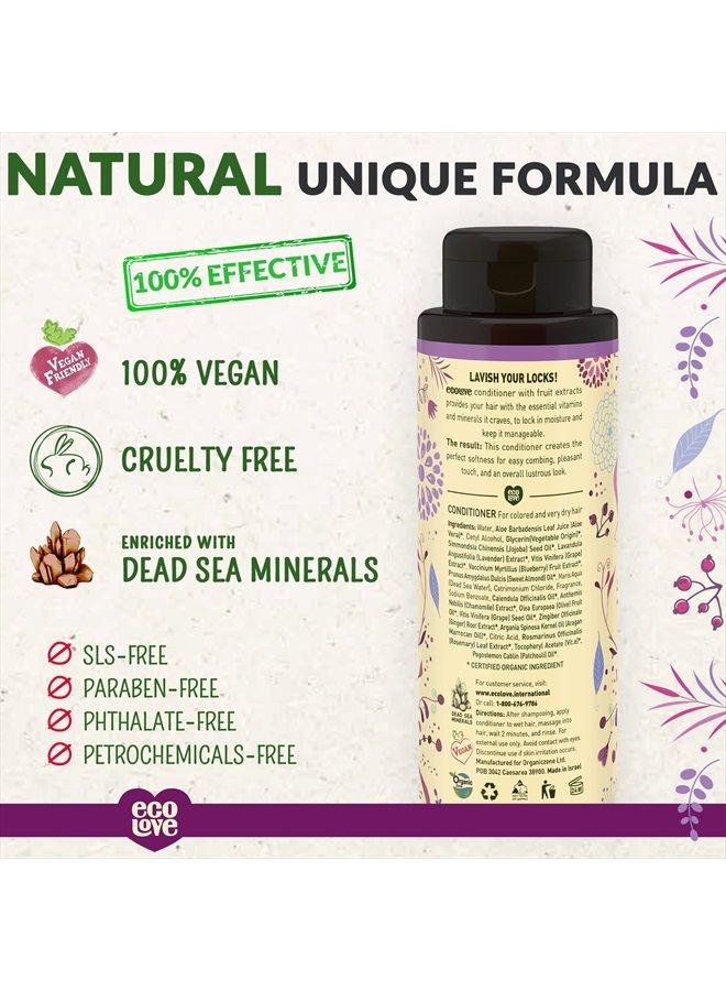 ecoLove Natural Conditioner for Dry Damaged Hair and Color Treated Hair - With Natural Lavender Extract - No SLS or Parabens - Vegan and Cruelty-Free, 17.6 oz. - Image 2