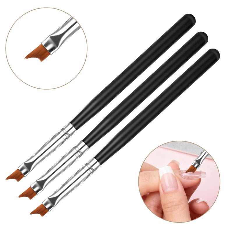 Zelphvt 6 PCS Oblique Head French Tip Nail Brushes Set Black Handle Nail French Tip Brush for UV Gel Acrylic Painting Drawing - Image 3