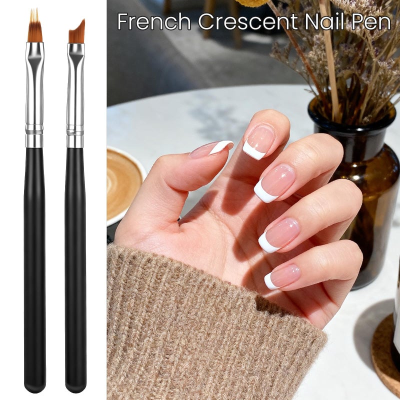 Zelphvt 6 PCS Oblique Head French Tip Nail Brushes Set Black Handle Nail French Tip Brush for UV Gel Acrylic Painting Drawing - Image 4