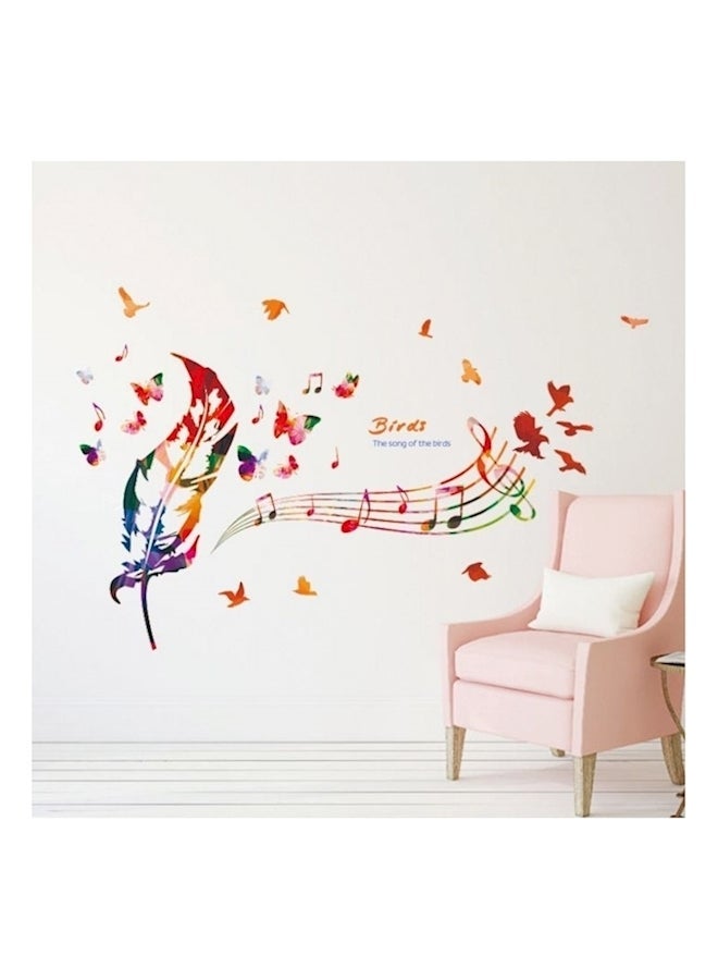 NIBEMINENT The Song Of Birds Colorful Feather Music Wall Stickers Multicolour - Image 1