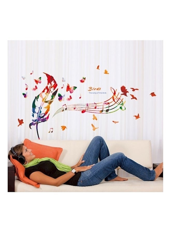 NIBEMINENT The Song Of Birds Colorful Feather Music Wall Stickers Multicolour - Image 3