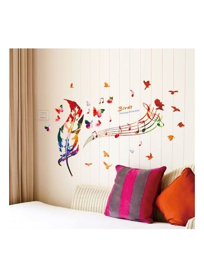 NIBEMINENT The Song Of Birds Colorful Feather Music Wall Stickers Multicolour - Image 2