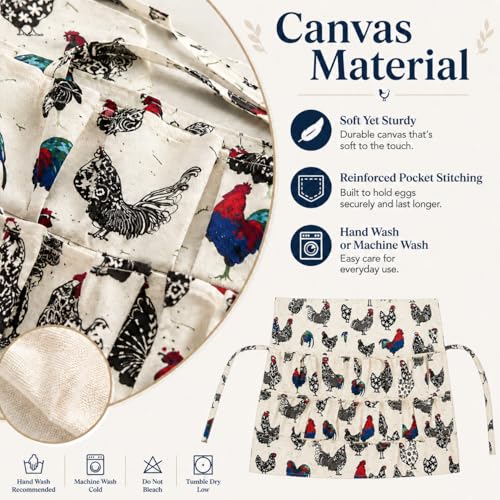 Hossmily 2 Pack Egg Apron Hossmily, Egg Collecting Apron for Chicken Duck Goose Eggs, Chicken Egg Apron for Housewife Farmhouse Kitchen Restaurant Parent-Child Activities, Adult 12 Pockets &Child 3 Pockets - Image 4