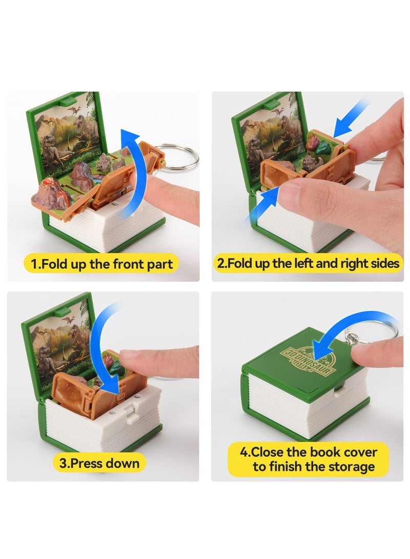 SYOSI Pop Up 3D Mini Dinosaurs Keychain Toys, Anxiety Stress Relief Dino Hand Toys, Sensory Toys, Birthday Gifts Goody Bag Filler, Purse and Backpack Keychain Fidget Toys for for Kids (Green) - Image 5