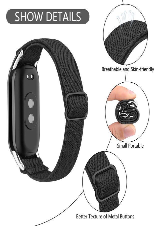 Meliya Elastic Bands Compatible with Xiaomi Smart Band 10/9/8 for Women Men, Adjustable Soft Stretch Nylon Sport Replacement Wristband for Xiaomi Mi Band 10/9 / 8 (Black+Navy Blue+Gray) - Image 3