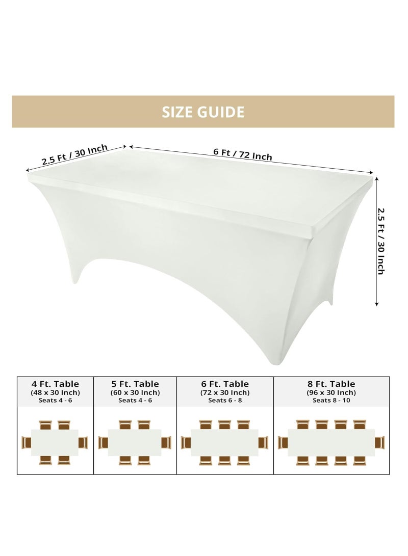 Premify Kitchen Spandex Table Cloth 2 Pack [6FT, White] Tight Universal Fitted, Washable and Wrinkle Resistant Stretch Rectangular Patio Table Cover for Event, Wedding, Banquet & Parties Tablecloth - Image 5