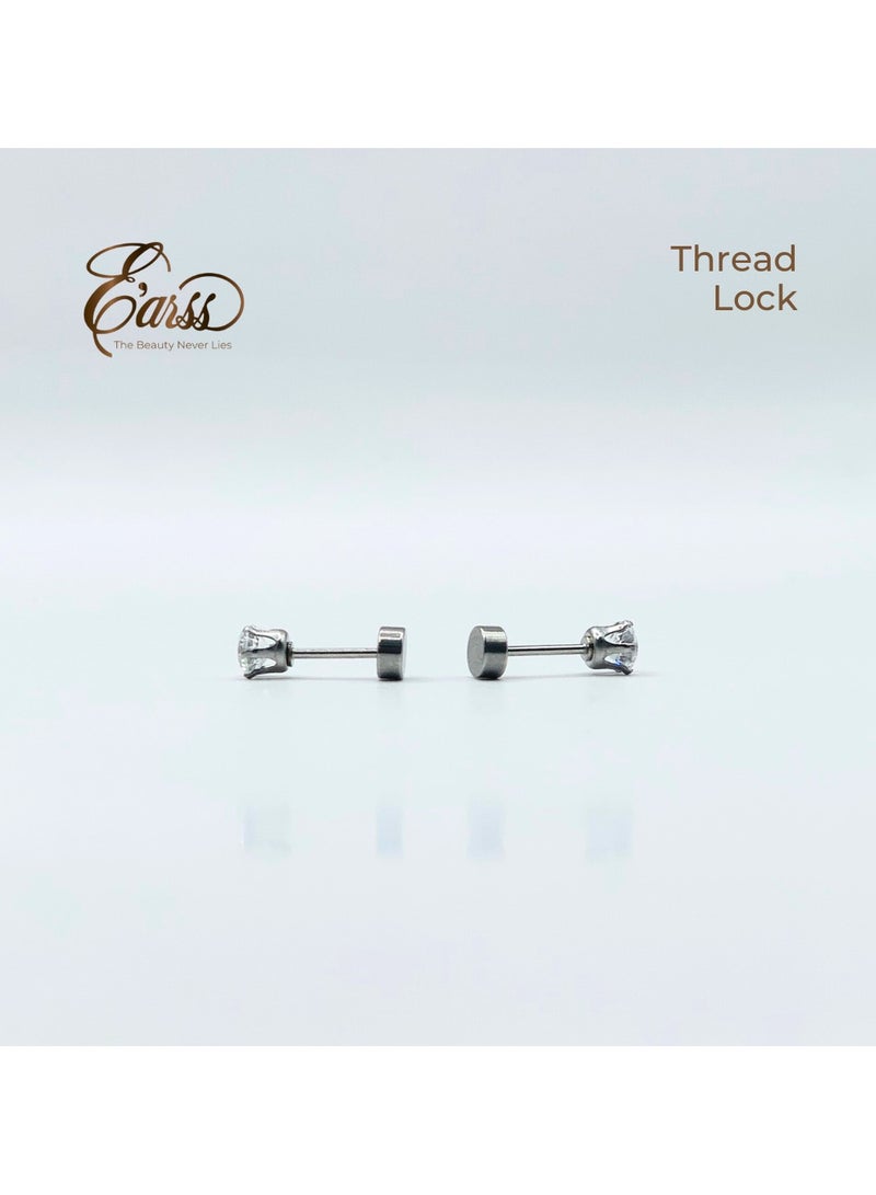 Earss Silver 4mm Cubic Zirconia Round Stud Earrings For Kids, Sterling Silver - Image 4