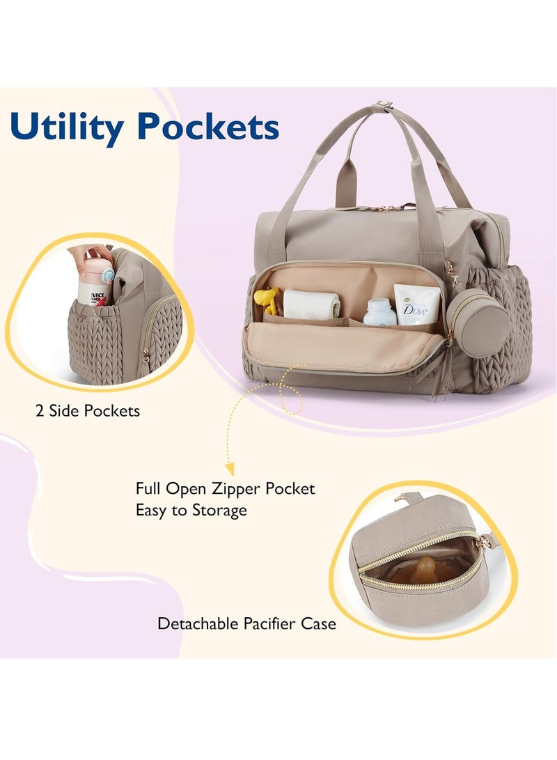 Diaper Bag Tote, Large Capacity Travel Diaper bags, Hospital Bag for Labor Delivery, Baby Bag with Pacifier Case Pink - Image 5