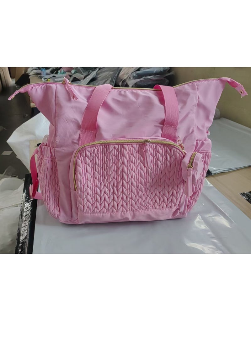 Diaper Bag Tote, Large Capacity Travel Diaper bags, Hospital Bag for Labor Delivery, Baby Bag with Pacifier Case Pink - Image 1