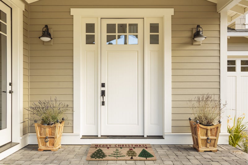 DII مجموعة حصائر باب عيد الميلاد الخارجية من DII، حصيرة عيد الميلاد الزخرفية، ديكور الشرفة الأمامية، 17x29، أشجار مبهجة - Image 2