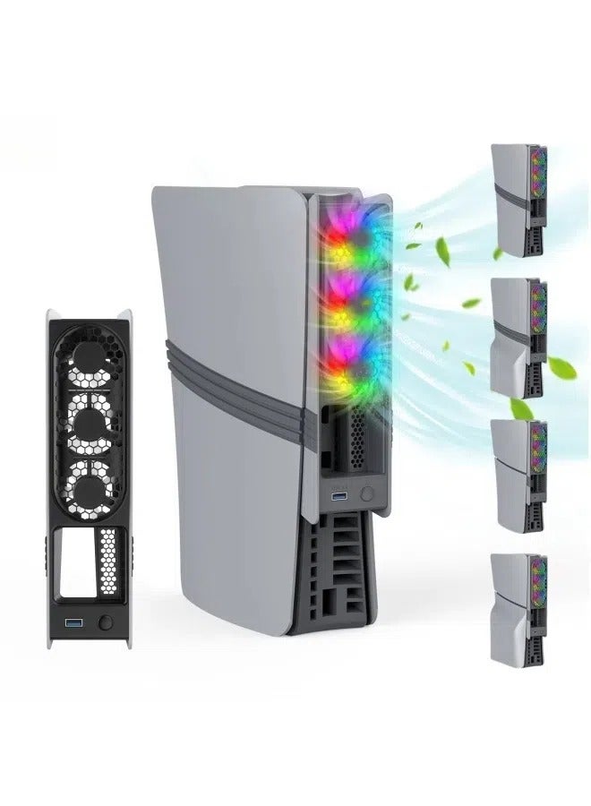 PS5pro/PS5slim host universal cooling fan intelligent temperature control rear fan with RGB colorful lights - Image 1