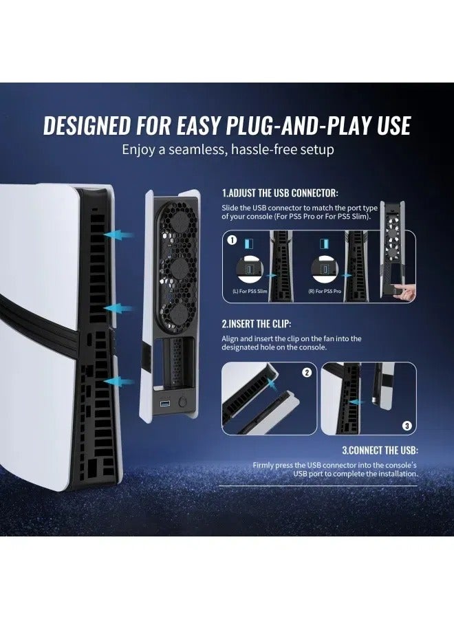 PS5pro/PS5slim host universal cooling fan intelligent temperature control rear fan with RGB colorful lights - Image 4