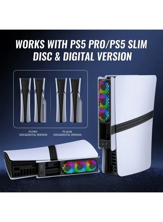 PS5pro/PS5slim host universal cooling fan intelligent temperature control rear fan with RGB colorful lights - Image 3
