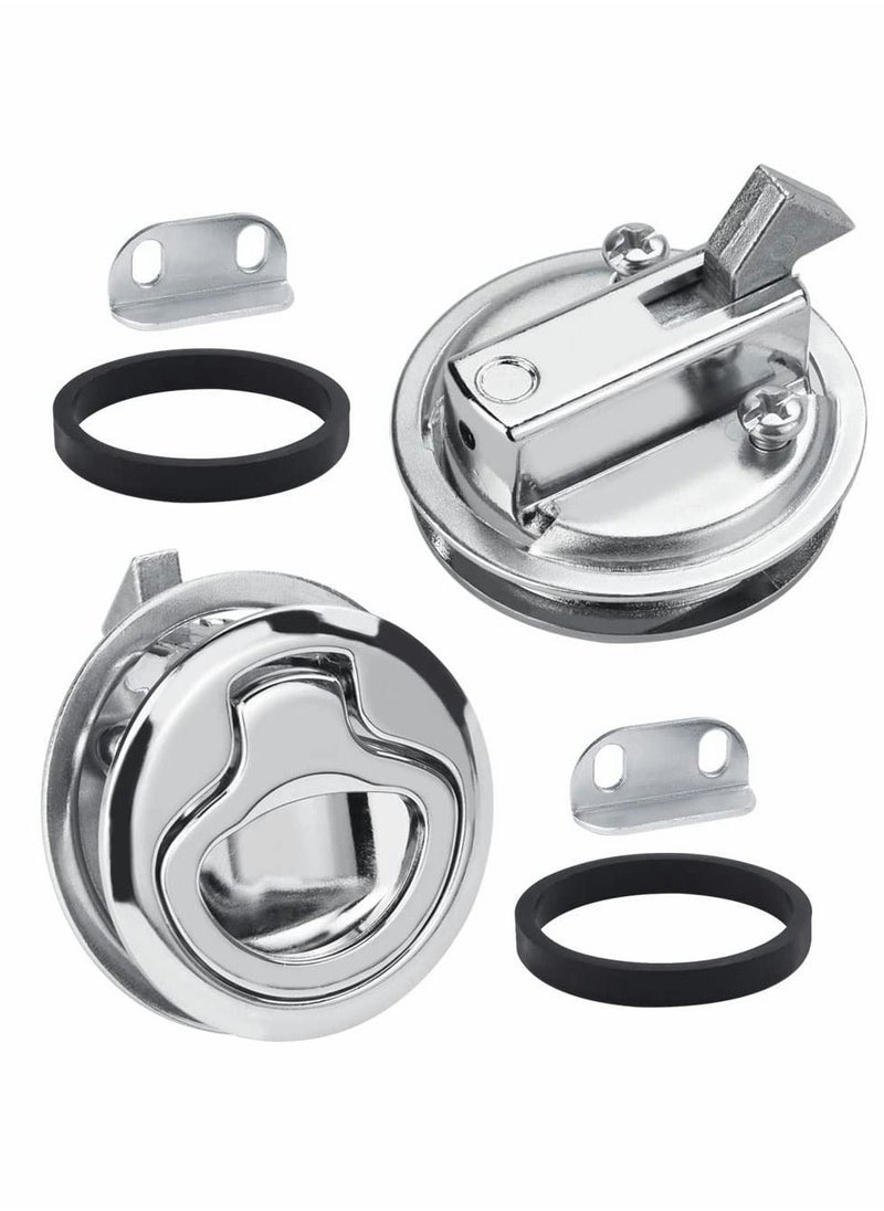 Y&D - Pull Hatch Lock, 2Pcs Stainless Steel Furniture Locks, Recessed Handle, Metal Latching Drawers Lock Latch for Cabinet Locker Marine Yacht Boat - Image 1