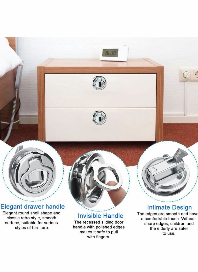 Y&D - Pull Hatch Lock, 2Pcs Stainless Steel Furniture Locks, Recessed Handle, Metal Latching Drawers Lock Latch for Cabinet Locker Marine Yacht Boat - Image 1