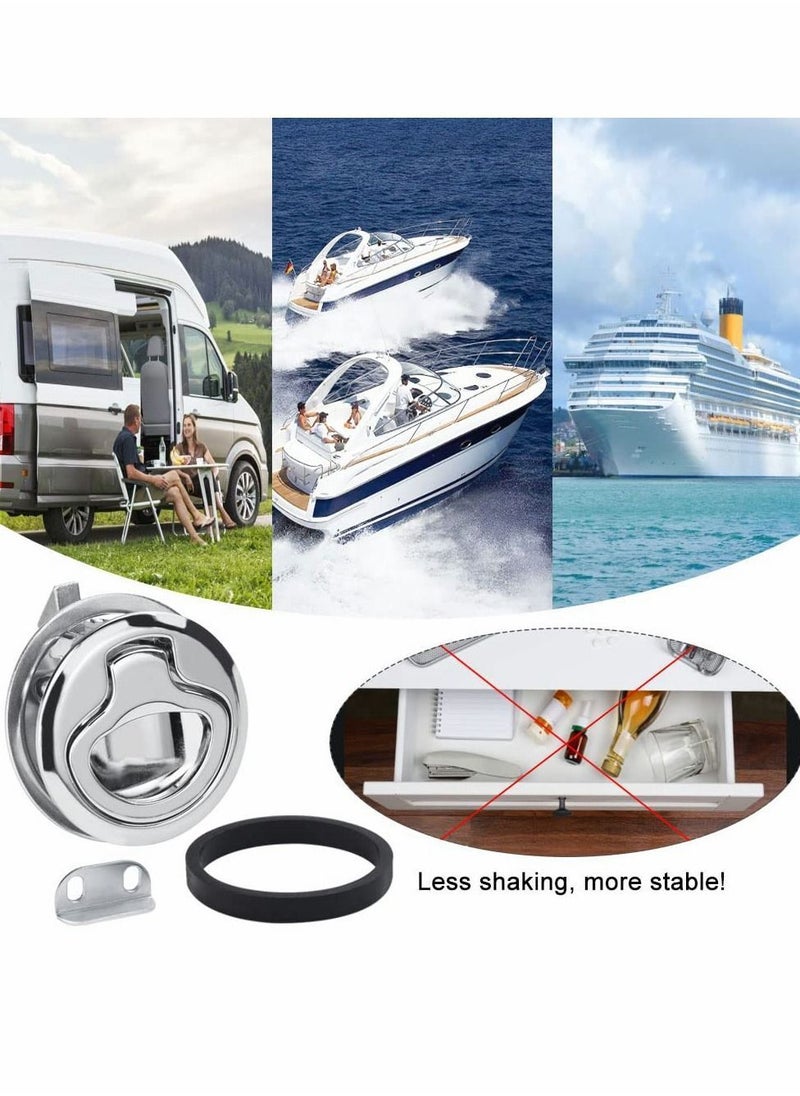 Y&D - Pull Hatch Lock, 2Pcs Stainless Steel Furniture Locks, Recessed Handle, Metal Latching Drawers Lock Latch for Cabinet Locker Marine Yacht Boat - Image 1
