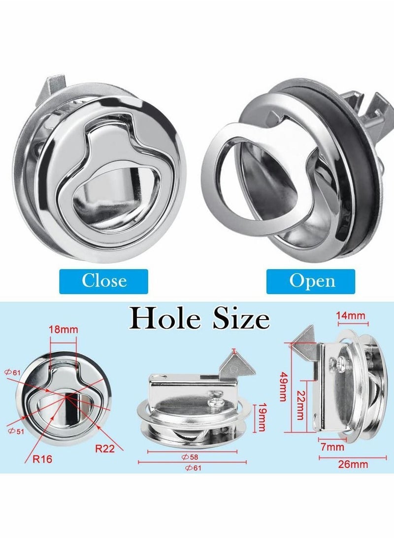 Y&D - Pull Hatch Lock, 2Pcs Stainless Steel Furniture Locks, Recessed Handle, Metal Latching Drawers Lock Latch for Cabinet Locker Marine Yacht Boat - Image 1