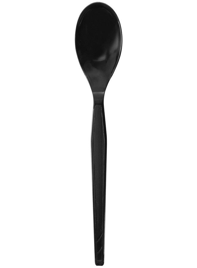 Karat U2052B PS Medium-Heavy Soup Spoons - Black (Case of 1000) - Image 1