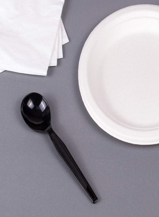 Karat U2052B PS Medium-Heavy Soup Spoons - Black (Case of 1000) - Image 2