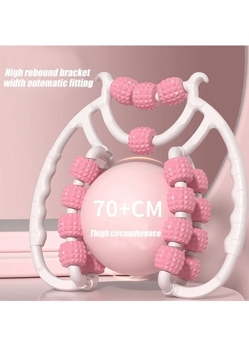 أداة تدليك يدوية للسيلوليت والعضلات بتصميم حلقة دوارة متعددة الوظائف للفصل لتجميل الساقين والرقبة والذراع والأرداف، وردي - Image 4