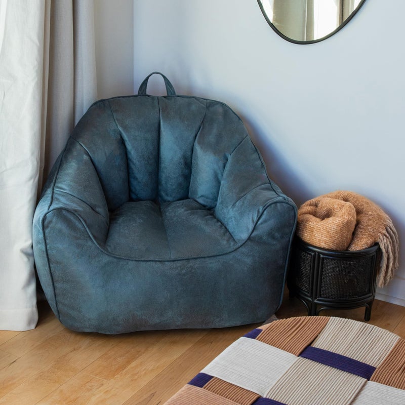 Big Joe Hug Bean Bag Chair, Basalt Blue, Vegan Suede, Kids and Teens, 3 feet - Image 3