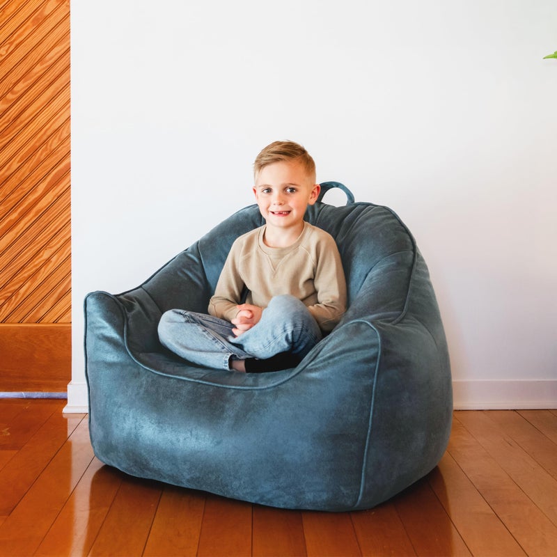 Big Joe Hug Bean Bag Chair, Basalt Blue, Vegan Suede, Kids and Teens, 3 feet - Image 4