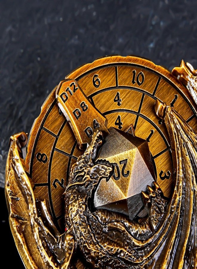 FTNNGIME مجموعة نرد دوارة 7 في 1 لألعاب Dungeons & Dragons، نرد معدني دوار على شكل بوصلة، نرد رائع لألعاب تقمص الأدوار (ذهبي) - Image 3