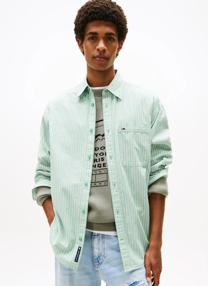 Relaxed Fit Stripe Poplin Shirt
