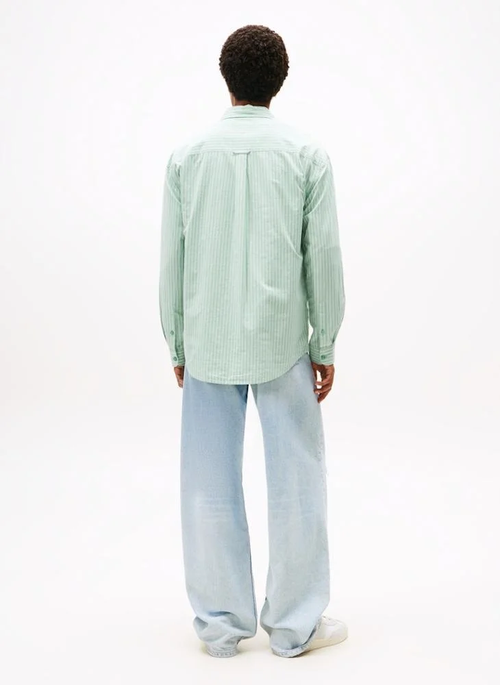 تومي جينز قميص بوبلين مخطط بقصة مريحة