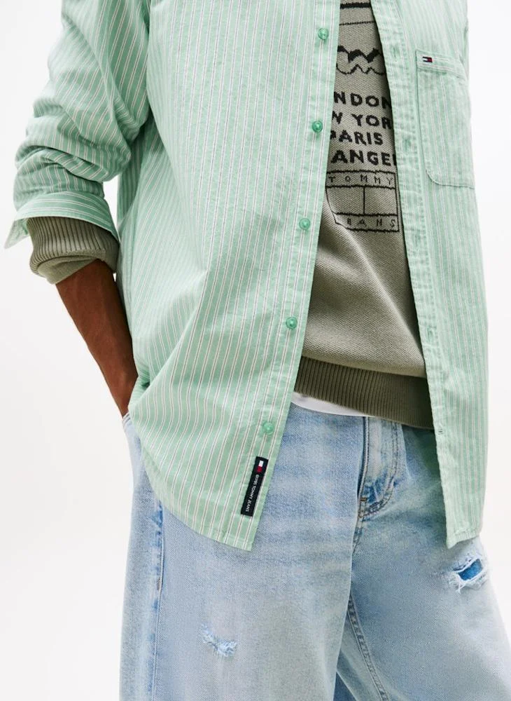 TOMMY JEANS Relaxed Fit Stripe Poplin Shirt
