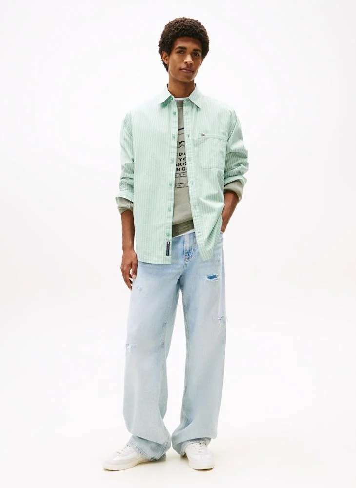 TOMMY JEANS Relaxed Fit Stripe Poplin Shirt