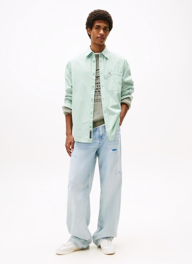 TOMMY JEANS Relaxed Fit Stripe Poplin Shirt - Image 4