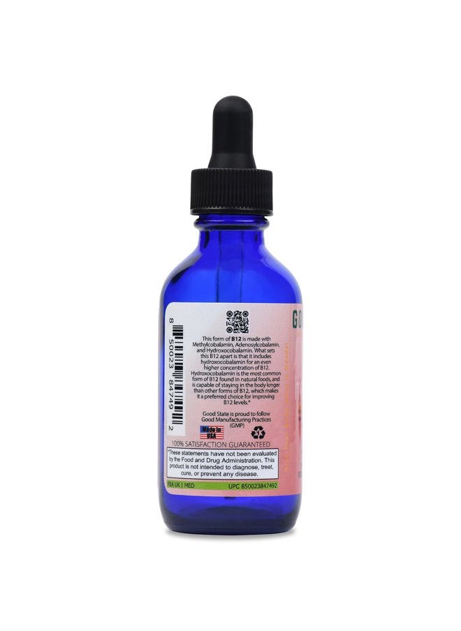 Good State Liquid Hydro B12 | 2oz | 3,000 mcg per 1 mL | 60 Servings | from Methylcobalamin, Adenosylcobalamin, and Hydroxocobalamin | Vegan Friendly  - Image 3