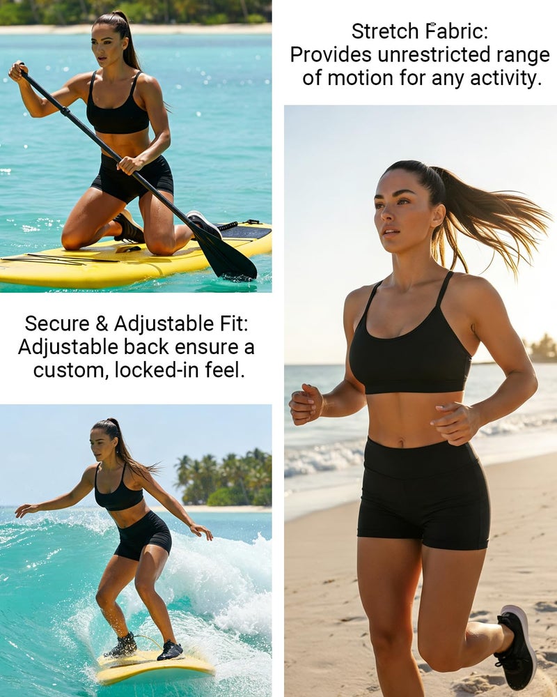 Tempt Me Women Black Sports Bra Swimsuit Top - Swim Bra Bikini Top Only 2026 Scoop Neck Bathing Suit M - Image 3