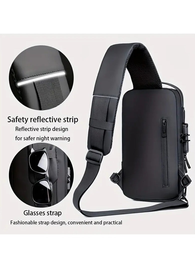 QSHOP - Crossbody Backpack Anti-Theft Crossbody Chest Bag Casual Multi-Pocket Handbag Shoulder Bag with USB Charging Port and Password Lock Waterproof Travel Bag for Men Women - Image 1