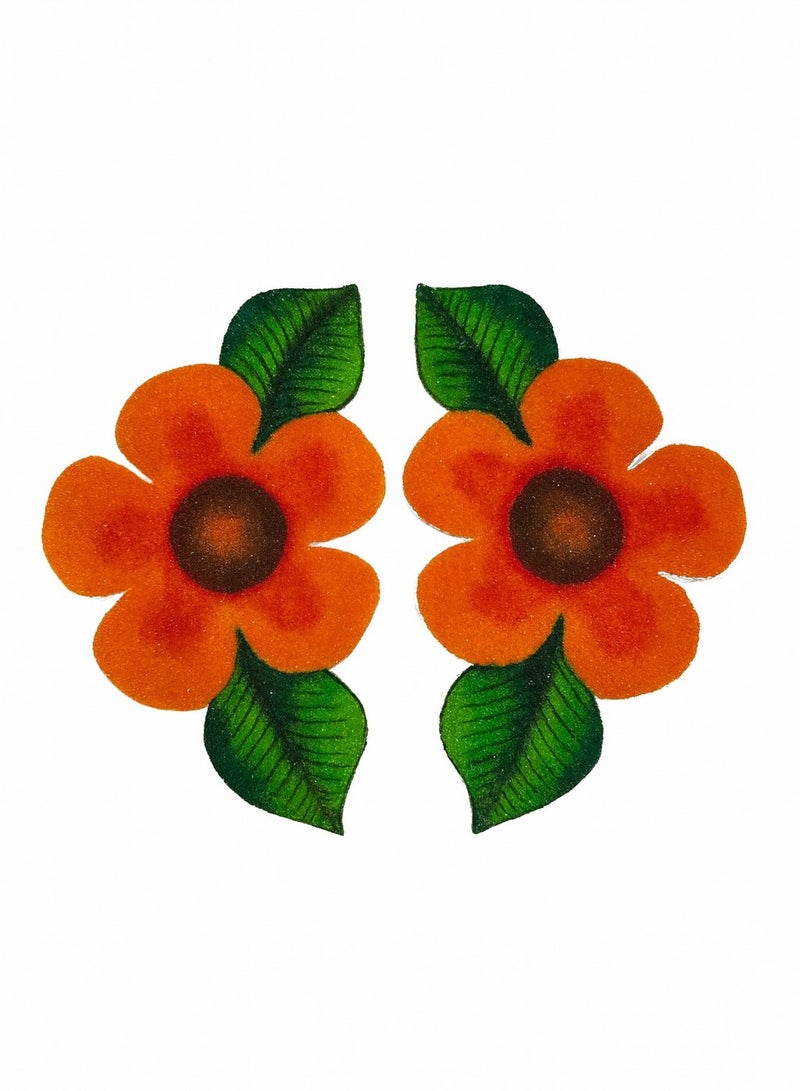 Ready For Chai رنجولي زهور زاوية يدوية قابلة لإعادة الاستخدام للزينة الاحتفالية مجموعة من 2 برتقالي