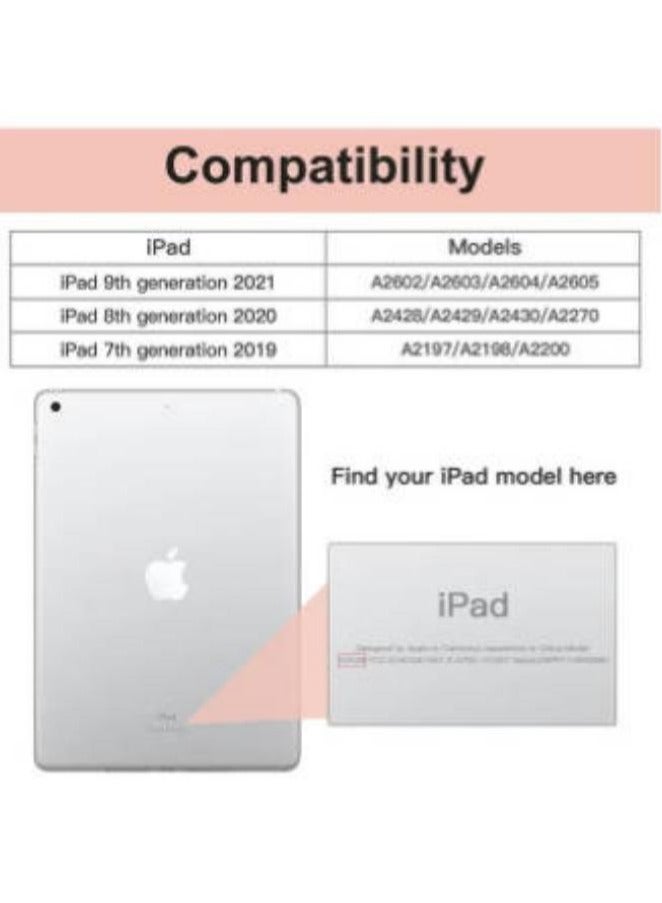 آي باد 9 / 8 / 7 حالة الهاتف المحمول 2021 / 2020 / 2019 10.2 بوصة حالة الهاتف المحمول مع حامل قلم رصاص رقيقة لينة تبو مرة أخرى حامل غطاء حماية - Image 2