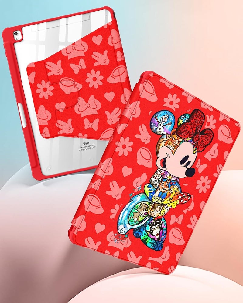 Besoar for iPad 9th/8th/7th Generation 10.2 inch Case Cute Cartoon Kawaii for Girls Kids Boys Girly Women Design Covers,360 Degree Rotating Folio Stand Pencil Holder for Apple i Pad 9/8/7 Gen,Red Mini - Image 4