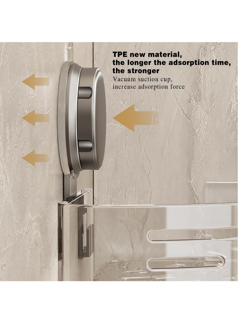 Set of 3-Pack Corner Shower Caddy Suction Cup Shower Shelf Corner No Drilling Bathroom Shower Organizer Storage Rack Adhesive with Towel Bar Bathroom Triangle Shelf,Removable Organizer Basket Rustproof Large Capacity Grey - Image 3