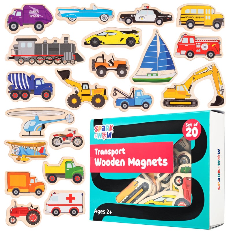 SPARK & WOW Spark Wow Wooden Magnets Transport Magnets for Kids Ages 2 OpenEnded Play Adhere to Fridges Whiteboards and More - Image 4
