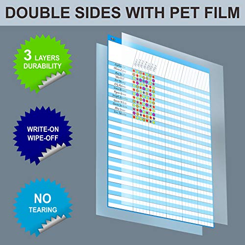 SpriteGru 12 Pack Multi-Color Dry Erase Incentive Chart/Chore/Responsibility/School Attendance/Homework Progress Tracking Chart with 2112 Reward Star Stickers, (17" x 22.5") - Image 2
